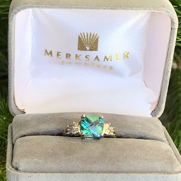❌Sold❌10k Cushion Aquamarine & Diamond Ring - Picture 3 of 8